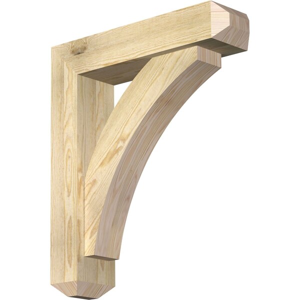 Ekena Millwork Thorton Craftsman Rough Sawn Bracket w/ Offset Brace, Douglas Fir, 6"W x 24"D x 28"H BKT0604X24X28THR04RDF - main